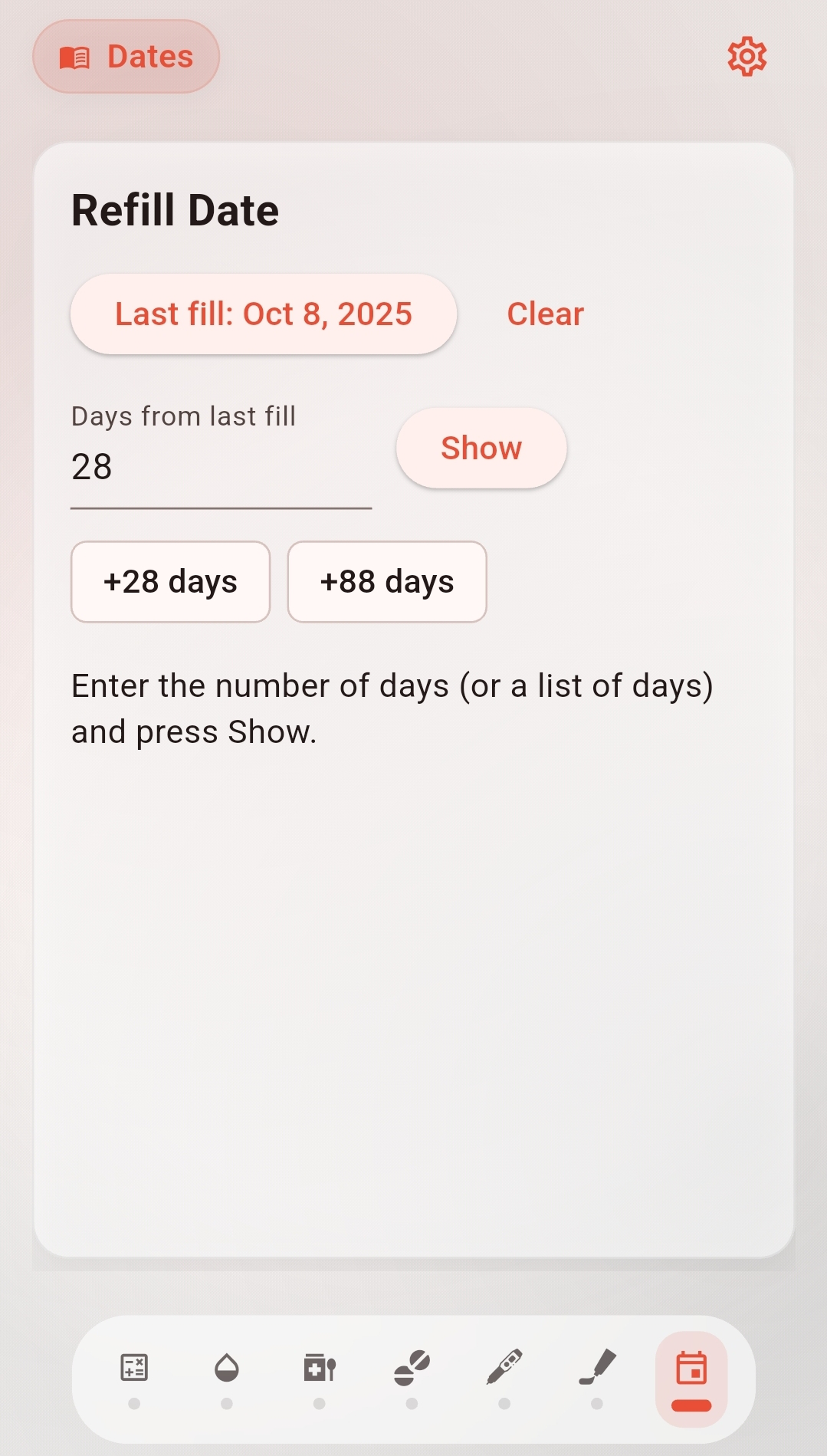 Refill Dates Calculator